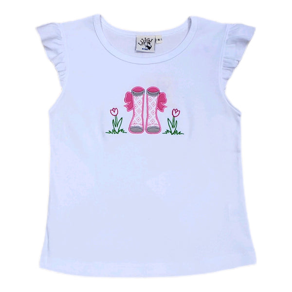 Girl Flutter Sleeve Shirt Boots - Born Childrens Boutique