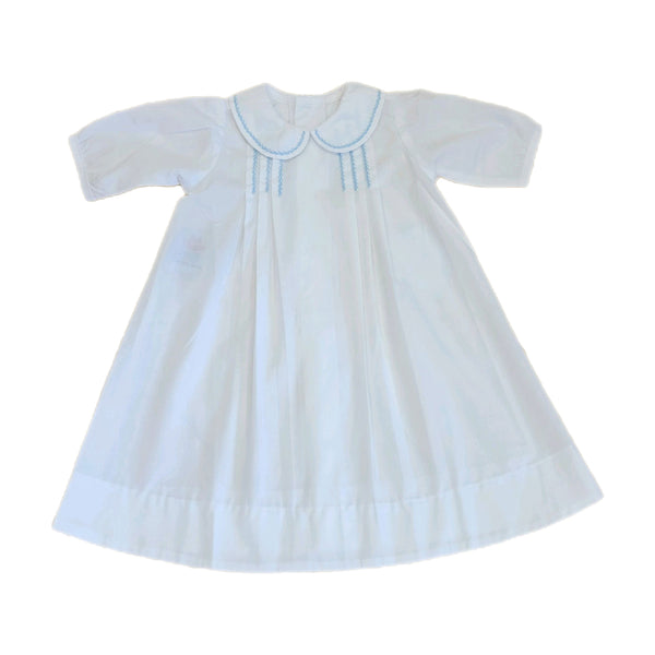 Baby Sen Quinn Boy Daygown-Blue Stitching - Born Childrens Boutique