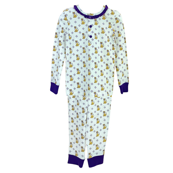 Purple Tiger Girl Pajamas Set - Born Childrens Boutique