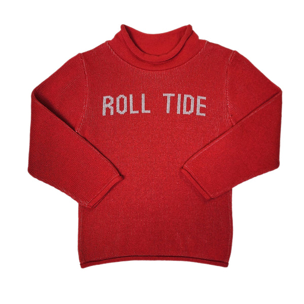 Child Crewneck Sweater Red with Grey Roll Tide - Born Childrens Boutique