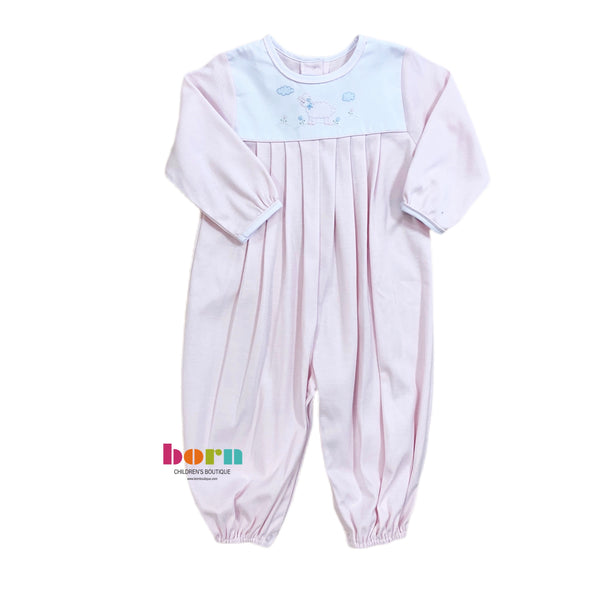 Knit Longall White/Pink Lambs - Born Childrens Boutique