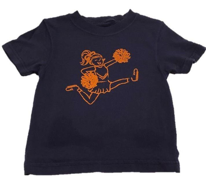 Short Sleeve Navy Cheerleader Shirt - Born Childrens Boutique