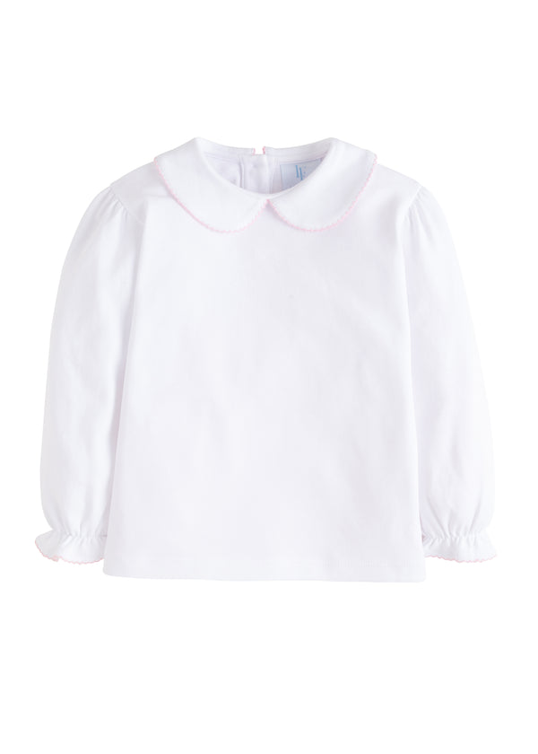 Girl's Peter Pan Blouse - Light Pink - Born Childrens Boutique
