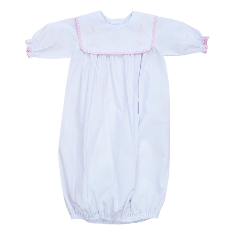 Pink Check Saque Bow Leaves - Born Childrens Boutique