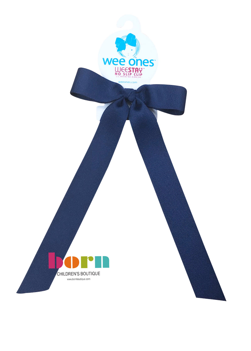 Wee Ones Light Navy Bow with Tail - Born Childrens Boutique