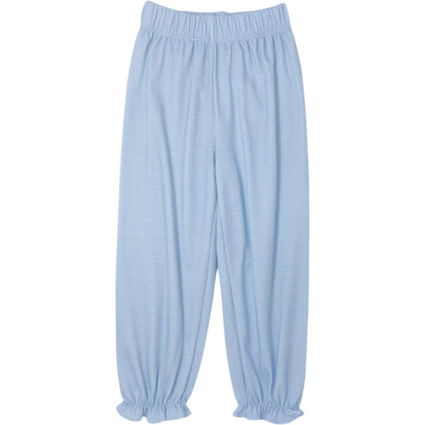 Pre-Order Gloria Gathered Pant - Blue Minigingham - Born Childrens Boutique