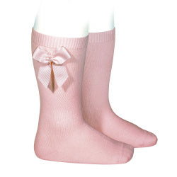 Knee Socks with Grosgain Bow Rose - Born Childrens Boutique