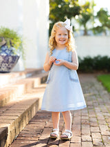 Oaks Apparel Kora Blue Linen - Born Childrens Boutique