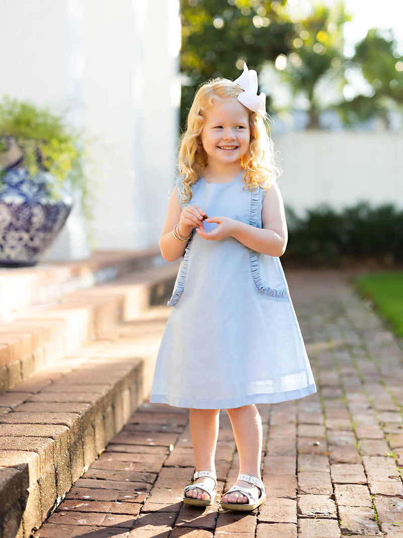 Oaks Apparel Kora Blue Linen - Born Childrens Boutique
