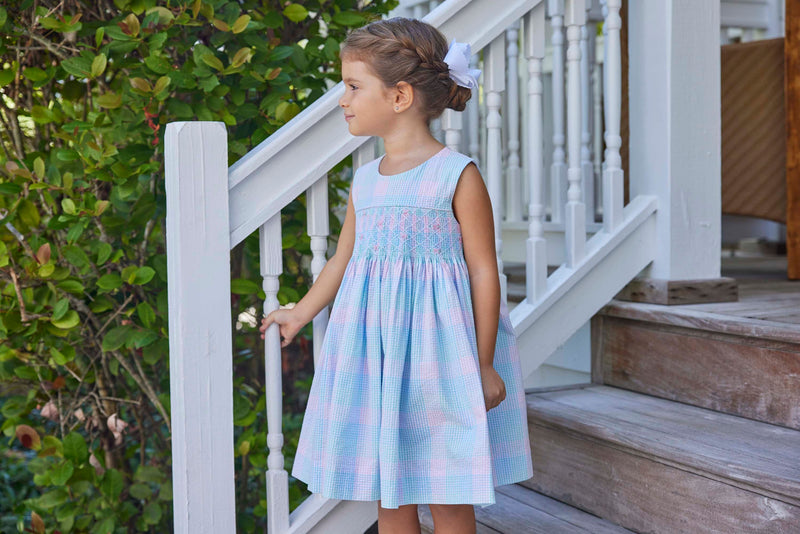 Little English Smocked Hollis Dress - Palm Beach Plaid - Born Childrens Boutique