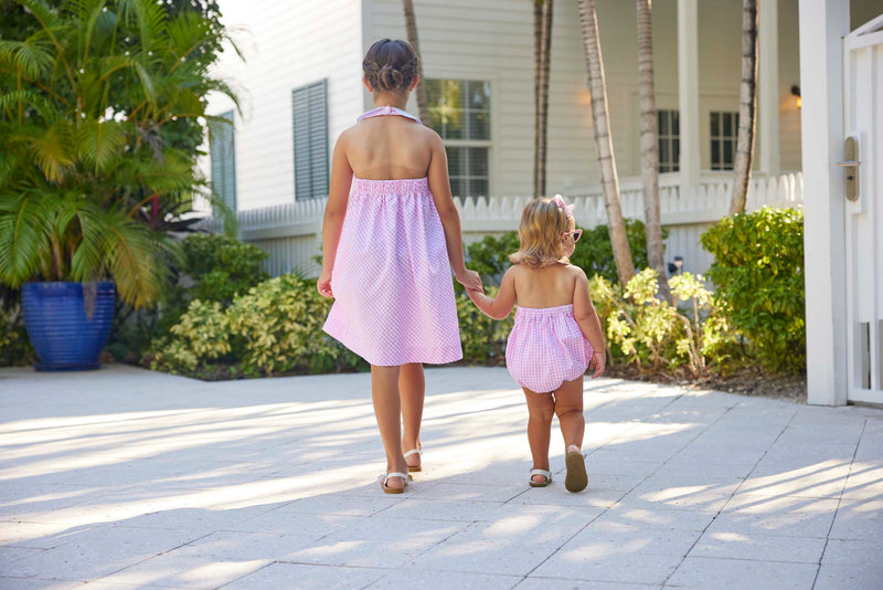 Little English Betty Halter Bubble - Preppy Pink Gingham - Born Childrens Boutique