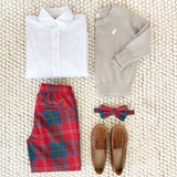 Dean's List Dress Shirt (Oxford) Worth Avenue White With Worth Avenue White Stork - Born Childrens Boutique