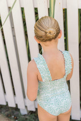 Pre-Order Abaco Green Paisley Ruffle Strap One Piece - Born Childrens Boutique