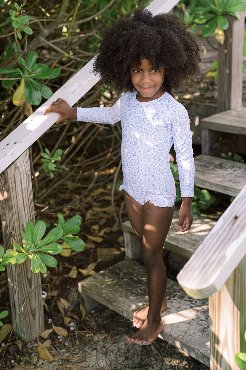 Pre-Order Briland Blue Botanic Rashguard One Piece - Born Childrens Boutique