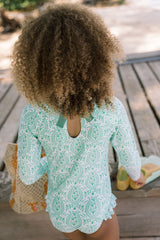 Pre-Order Abaco Green Paisley Rashguard One Piece - Born Childrens Boutique