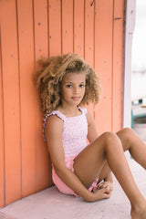 Pre-Order Calypso Coral Botanic Ruffle Strap One Piece - Born Childrens Boutique
