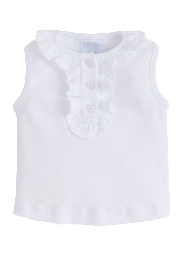 Ruffled Henley - White - Born Childrens Boutique