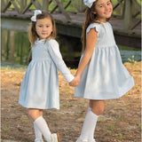 Pre-Order Girls Basics Sadie Cap Sleeved Blue Cord Jumper - Born Childrens Boutique