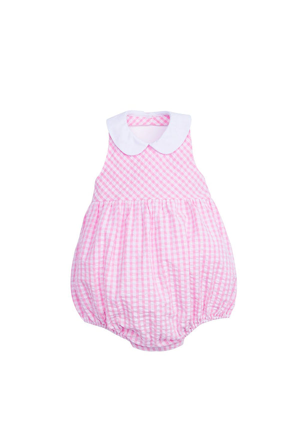 Little English Betty Halter Bubble - Preppy Pink Gingham - Born Childrens Boutique