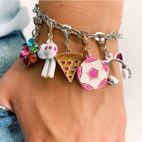 Charm It!, Gold Glitter Soccer Ball Charm - Born Childrens Boutique