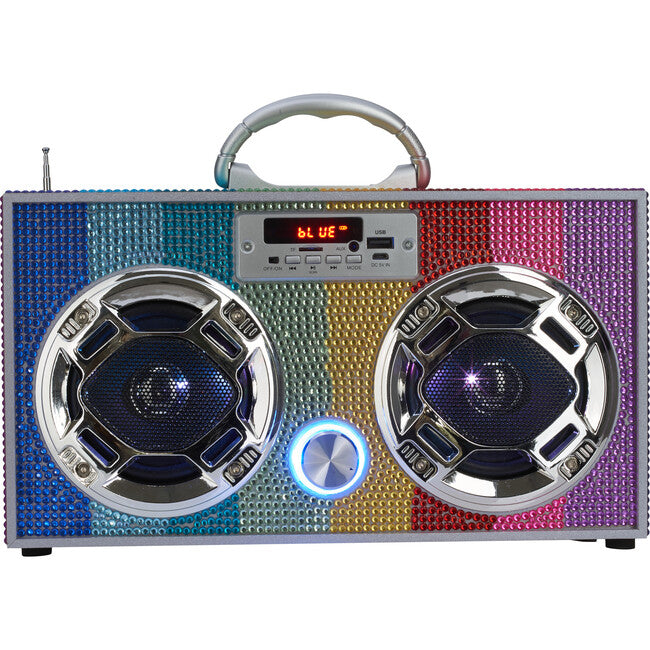 Rainbow Bling Retro Bluetooth Boombox - Born Childrens Boutique
