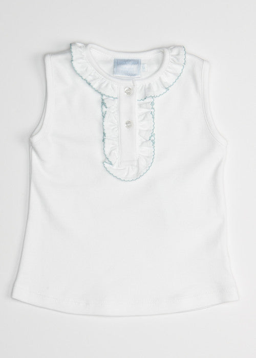 Ruffle Henley Shirt Aqua - Born Childrens Boutique