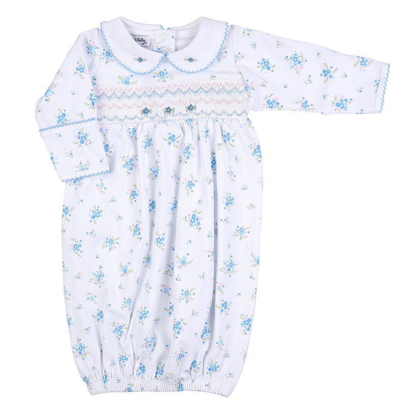 Samantha's Classics Smocked Printed Collared Gathered Gown - Born Childrens Boutique