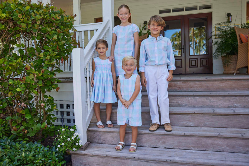 Little English Smocked Hollis Dress - Palm Beach Plaid - Born Childrens Boutique