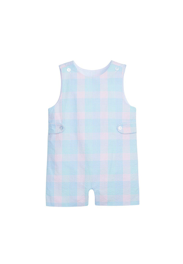 Little English Button Tab John John - Palm Beach Plaid - Born Childrens Boutique