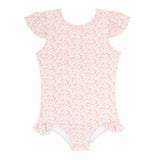 Pre-Order Calypso Coral Botanic Cap Sleeve Rashguard One Piece - Born Childrens Boutique