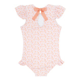 Pre-Order Calypso Coral Botanic Cap Sleeve Rashguard One Piece - Born Childrens Boutique