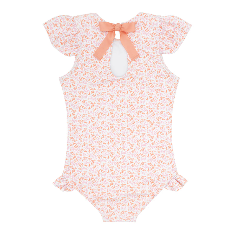 Pre-Order Calypso Coral Botanic Cap Sleeve Rashguard One Piece - Born Childrens Boutique