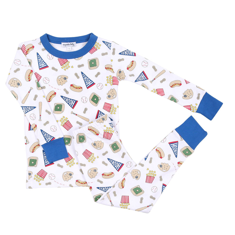 Magnolia Baby Hurray for Baseball Long Pajamas Light Blue - Born Childrens Boutique