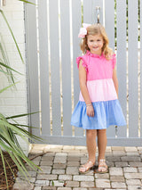 Oaks Apparel Valeria Pink Blue Tiered - Born Childrens Boutique