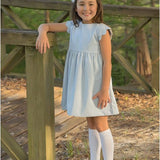 Pre-Order Girls Basics Sadie Cap Sleeved Blue Cord Jumper - Born Childrens Boutique