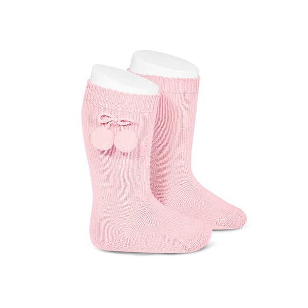 Pom Pom Knee Socks Light Pink - Born Childrens Boutique