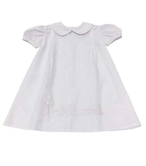 Daygown White with Pink Cats - Born Childrens Boutique