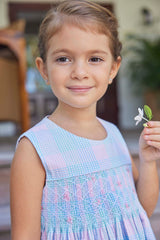 Little English Smocked Hollis Dress - Palm Beach Plaid - Born Childrens Boutique